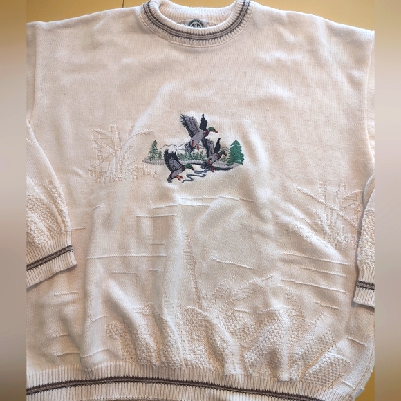 Vintage Other - Vintage 80's Mallard Duck Embroidery Grandpa Sweater Size XL 46